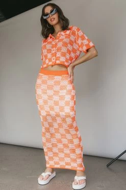 Byron Bay Crochet Buttoned Top Sunset -Fashion women's clothing ST3654D T 20SUNSET 9