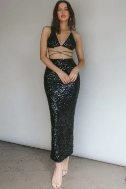 Zefa Sequin Midi Skirt Black 11 Zefa Sequin Midi Skirt Black -Fashion women's clothing ST3741D S 20BLACK 2