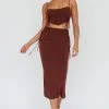 Graziella Lace Up Midi Skirt Chocolate