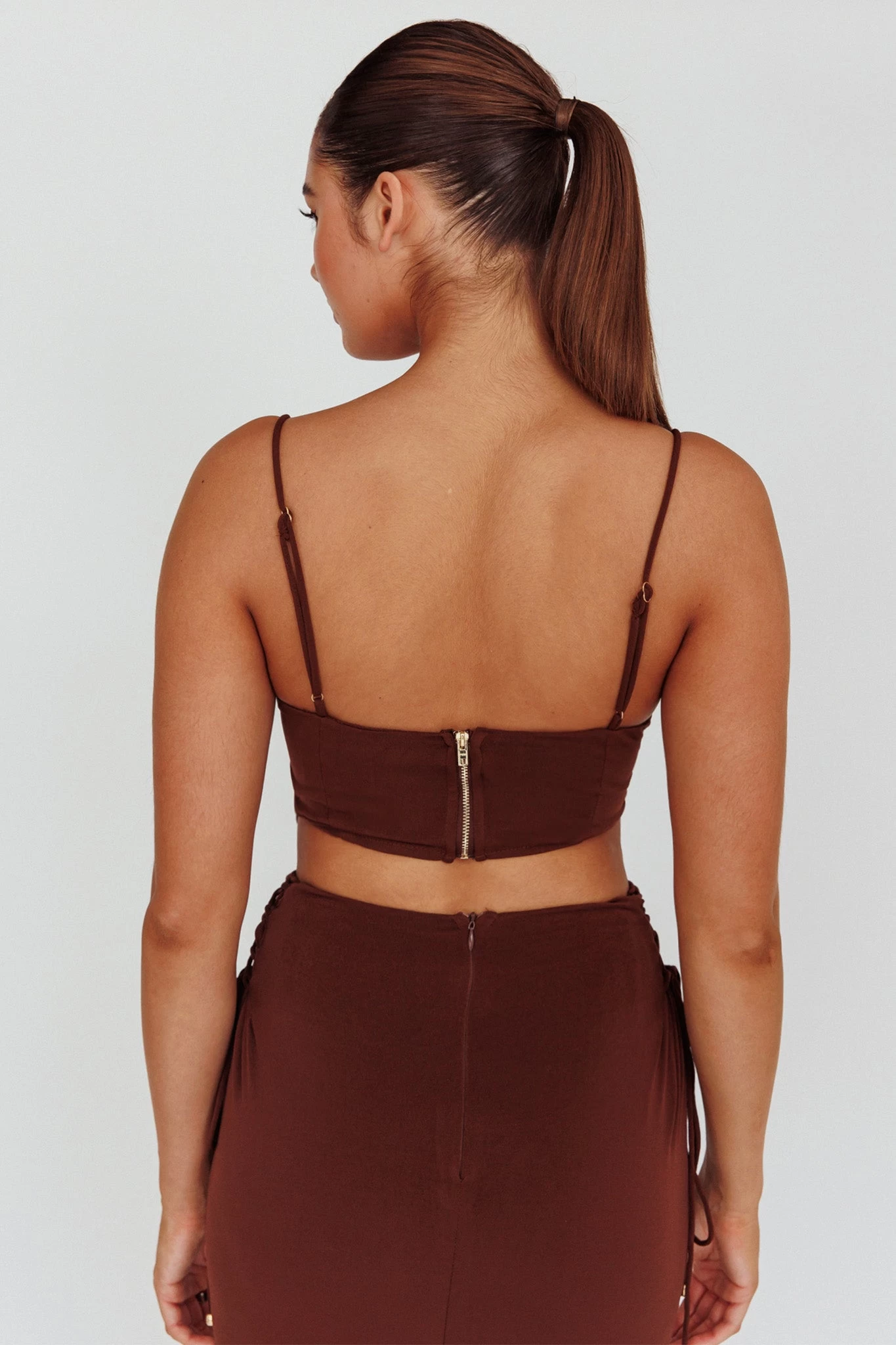 Graziella Corset Crop Top Chocolate 2 Graziella Corset Crop Top Chocolate - Image 2