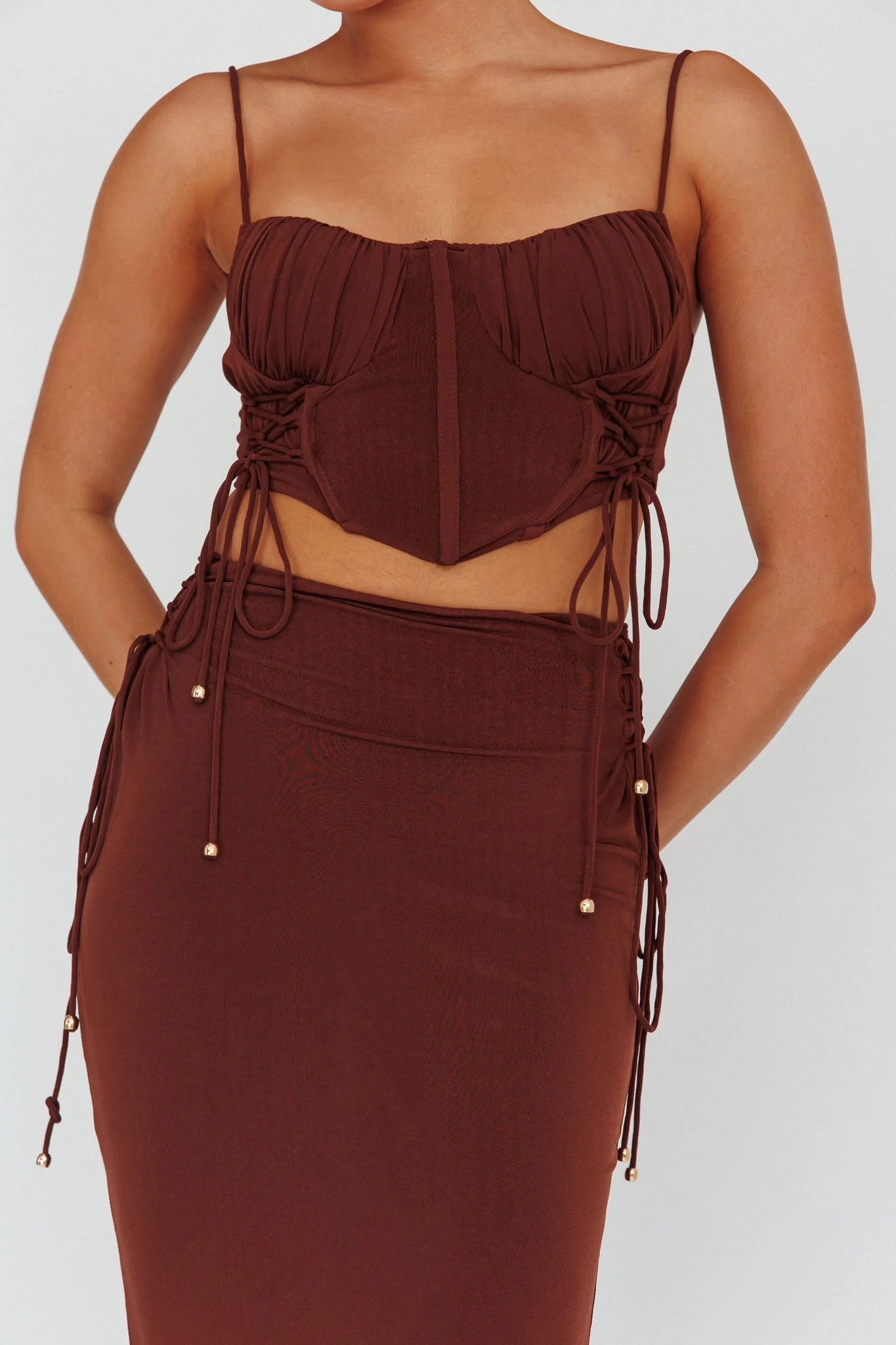 Graziella Corset Crop Top Chocolate 4 Graziella Corset Crop Top Chocolate - Image 4