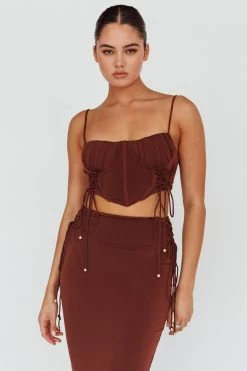 Graziella Corset Crop Top Chocolate 11 Graziella Corset Crop Top Chocolate -Fashion women's clothing ST3814D02 T 20CHOCOLATE 6
