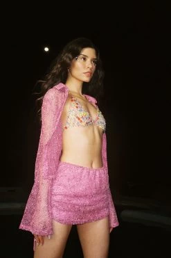 Lexi Ruched Side Mini Skirt Barbie Pink -Fashion women's clothing ST3820D SBARBIEPINK featured