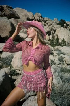 Lexi Long Sleeve Button Top Barbie Pink 19 Lexi Long Sleeve Button Top Barbie Pink -Fashion women's clothing ST3820D TBARBIEPINK featured