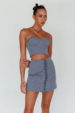 Ventura Bustier Crop Top Suit Grey -Fashion women's clothing ST3822D SSUITGREY 7 1b4bcf85 aedd 499d 83c4 60cb156f143e