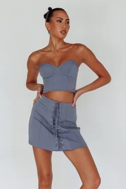 Ventura Bustier Crop Top Suit Grey -Fashion women's clothing ST3822D SSUITGREY 8 063b48f2 8f9b 4b4d 9ab5 c5ce08eba990