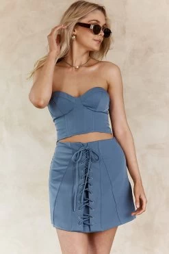 Ventura Bustier Crop Top Suit Grey -Fashion women's clothing ST3822D T 20SUIT 20GREY 8