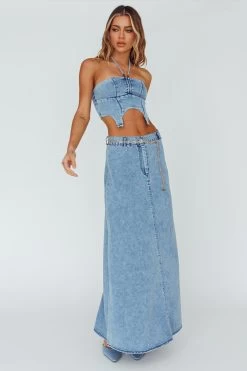 Romcom Maxi Skirt Denim Blue -Fashion women's clothing ST3864D S 20DENIM 20BLUE 2