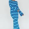 Jozie Long Sleeve Maxi Dress Stripe Blue