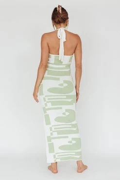 Desert Daze Halterneck Knit Dress Sage -Fashion women's clothing ST3941H 20SAGE 9