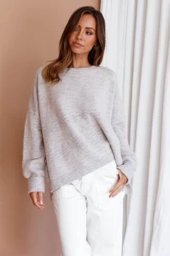Kayce Dropped Shoulder Knit Sweater Grey -Fashion women's clothing ST3945D 20GREY 5