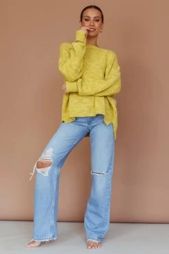 Kayce Dropped Shoulder Knit Sweater Yellow 9 Kayce Dropped Shoulder Knit Sweater Yellow -Fashion women's clothing ST3945D 20YELLOW 2