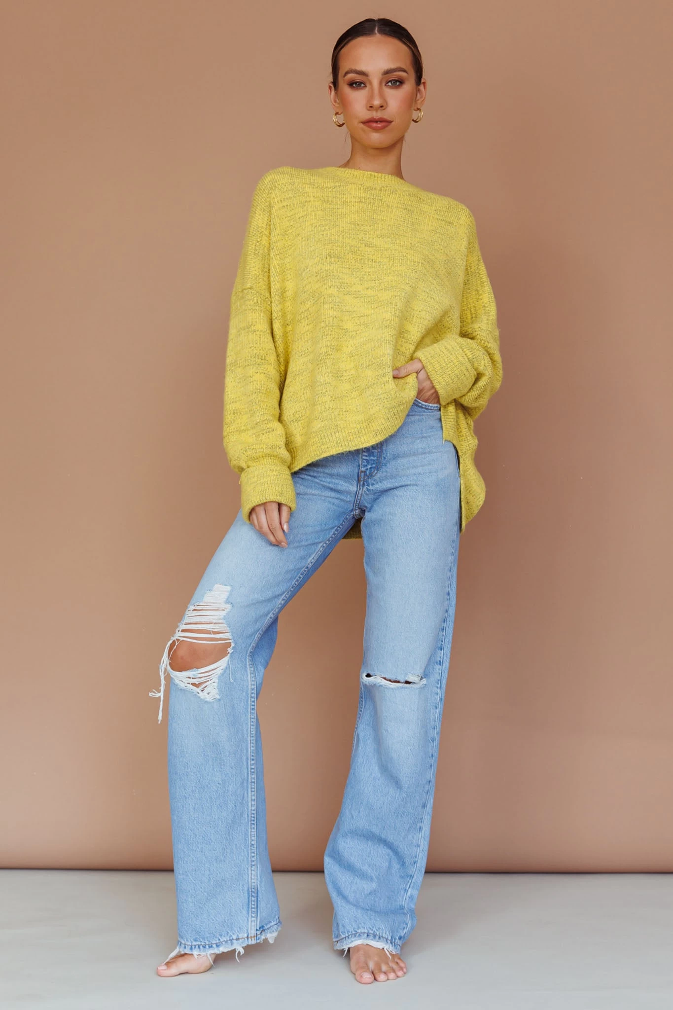 Kayce Dropped Shoulder Knit Sweater Yellow 6 Kayce Dropped Shoulder Knit Sweater Yellow - Image 6