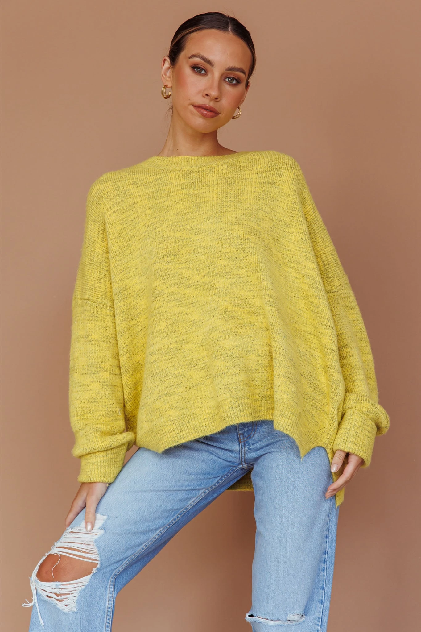 Kayce Dropped Shoulder Knit Sweater Yellow 7 Kayce Dropped Shoulder Knit Sweater Yellow - Image 7