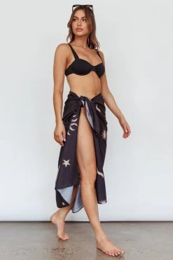 Sunshine Coast Multi-Way Scarf Sun Moon Black -Fashion women's clothing ST3971D 20BLACK 2