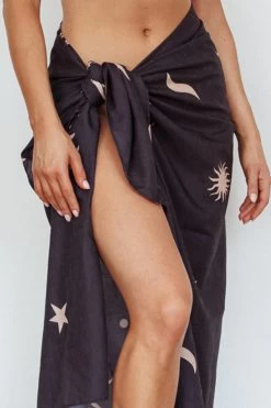 Sunshine Coast Multi-Way Scarf Sun Moon Black -Fashion women's clothing ST3971D 20BLACK 4