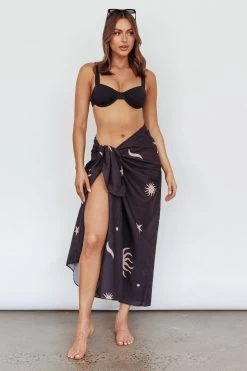 Sunshine Coast Multi-Way Scarf Sun Moon Black -Fashion women's clothing ST3971D 20BLACK 5