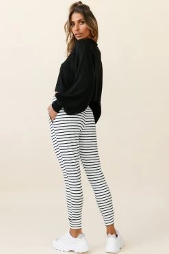 Jameson Pocket Jogger Pants Striped Black -Fashion women's clothing ZDF001 BLACK STRIPE 3