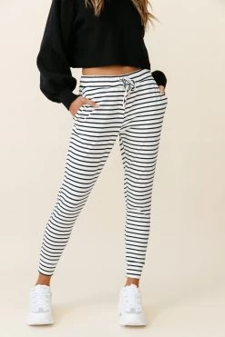 Jameson Pocket Jogger Pants Striped Black -Fashion women's clothing ZDF001 BLACK STRIPE 4