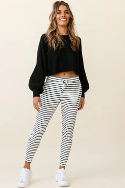 Jameson Pocket Jogger Pants Striped Black -Fashion women's clothing ZDF001 BLACK STRIPE 7