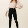 Charleston High-Waisted Ripped Detail Skinny Leg Pants Black