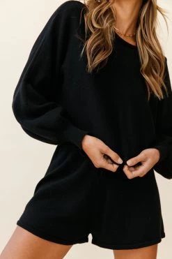 Easy Breezy Long Sleeve Midi Sweater Black -Fashion women's clothing ZES006 BLACK 4