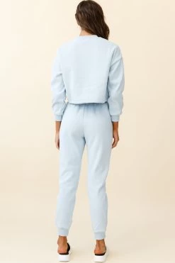 Monterey Long Sleeve Pull String Sweater Blue -Fashion women's clothing ZES011 BLUE 3