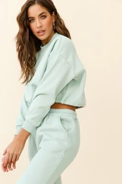 Monterey Long Sleeve Pull String Sweater Green -Fashion women's clothing ZES011 GREEN 7