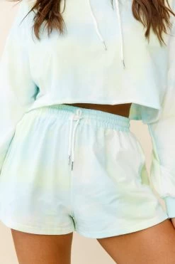 September Sun Drawstring Waist Shorts Green -Fashion women's clothing ZES013 GREEN 4