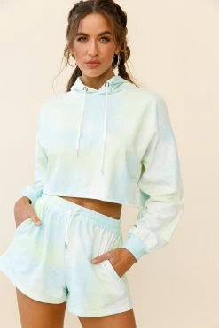 September Sun Drawstring Waist Shorts Green -Fashion women's clothing ZES013 GREEN 6