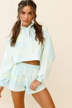 September Sun Drawstring Waist Shorts Green -Fashion women's clothing ZES013 GREEN 7