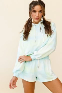 September Sun Drawstring Waist Shorts Green -Fashion women's clothing ZES013 GREEN 8