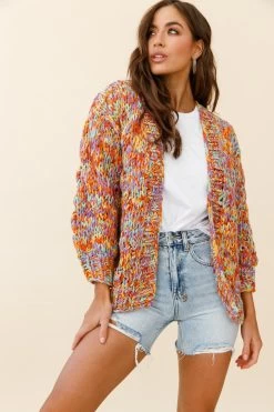 Santa Ana Chunky Knit Cardigan Funfetti -Fashion women's clothing ZGF001 FUNFETTI 6