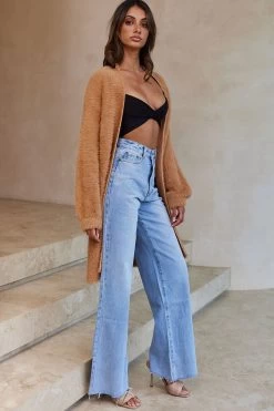 Hold The Phone Long Sleeve Fuzzy Duster Cardigan Tan 13 Hold The Phone Long Sleeve Fuzzy Duster Cardigan Tan -Fashion women's clothing ZNL015D TAN 6