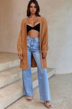 Hold The Phone Long Sleeve Fuzzy Duster Cardigan Tan 15 Hold The Phone Long Sleeve Fuzzy Duster Cardigan Tan -Fashion women's clothing ZNL015D TAN 8