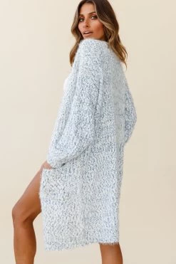 Take It Easy Long Sleeve Chunky Knit Duster Cardigan White -Fashion women's clothing ZNL016 WHITE 3