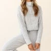 Breckenridge O-ring Zipper Cable Knit Sweater Grey