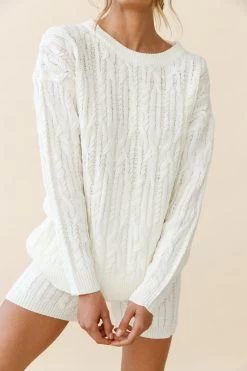 Colorado Cable Knit Shorts Cream 12 Colorado Cable Knit Shorts Cream -Fashion women's clothing ZNL023 CREAM 6