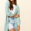 Johanna Long Sleeve Pocket Cardigan Mottled Green