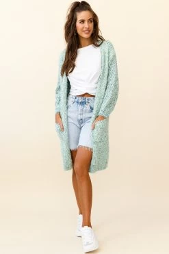 Johanna Long Sleeve Pocket Cardigan Mottled Green 10 Johanna Long Sleeve Pocket Cardigan Mottled Green -Fashion women's clothing ZNL034 GREEN 2