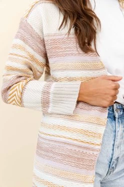 Sabine Long Line Textured Knit Cardigan Beige -Fashion women's clothing ZNL036 BEIGE 4