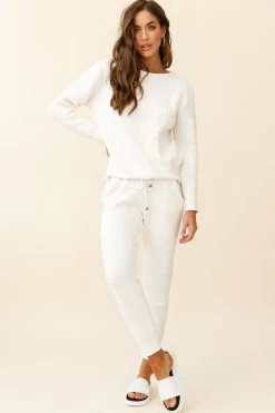 Sundown Front Pocket Jogger Pants Cream -Fashion women's clothing ZNL042 CREAM 7