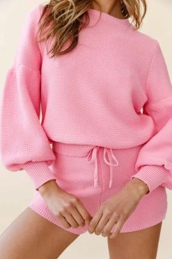 Cooper Long Balloon Sleeve Knit Sweater Hot Pink 11 Cooper Long Balloon Sleeve Knit Sweater Hot Pink -Fashion women's clothing ZSA002 HOT PINK 4
