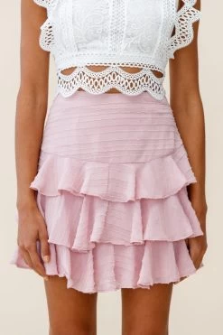 Let Them Eat Cake Triple Ruffle Skirt Blush 25 Let Them Eat Cake Triple Ruffle Skirt Blush -Fashion women's clothing cm0069d02 blush bottom 190910sl1414