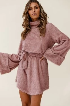 Kiara High Neck Kimono Sleeve Knit Dress Blush 14 Kiara High Neck Kimono Sleeve Knit Dress Blush -Fashion women's clothing cm0148d blush 190910sl0655