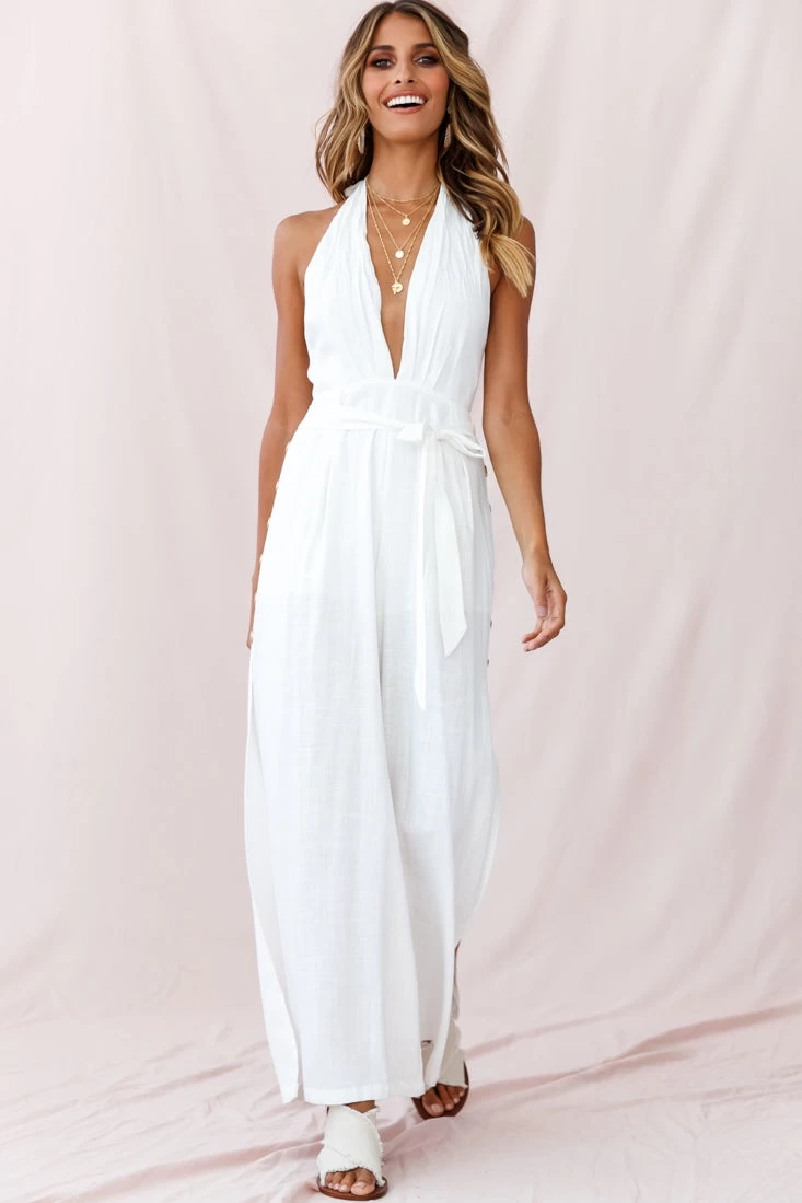 Aruba Wide Leg Halterneck Jumpsuit White 1 Aruba Wide Leg Halterneck Jumpsuit White