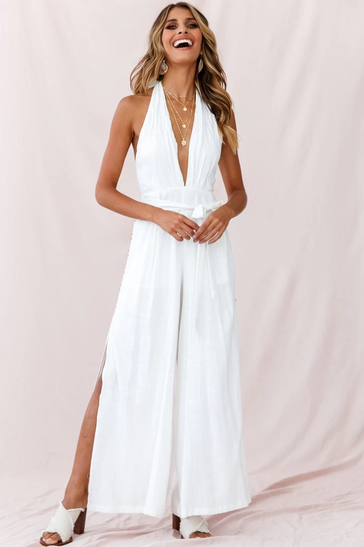 Aruba Wide Leg Halterneck Jumpsuit White 5 Aruba Wide Leg Halterneck Jumpsuit White - Image 5