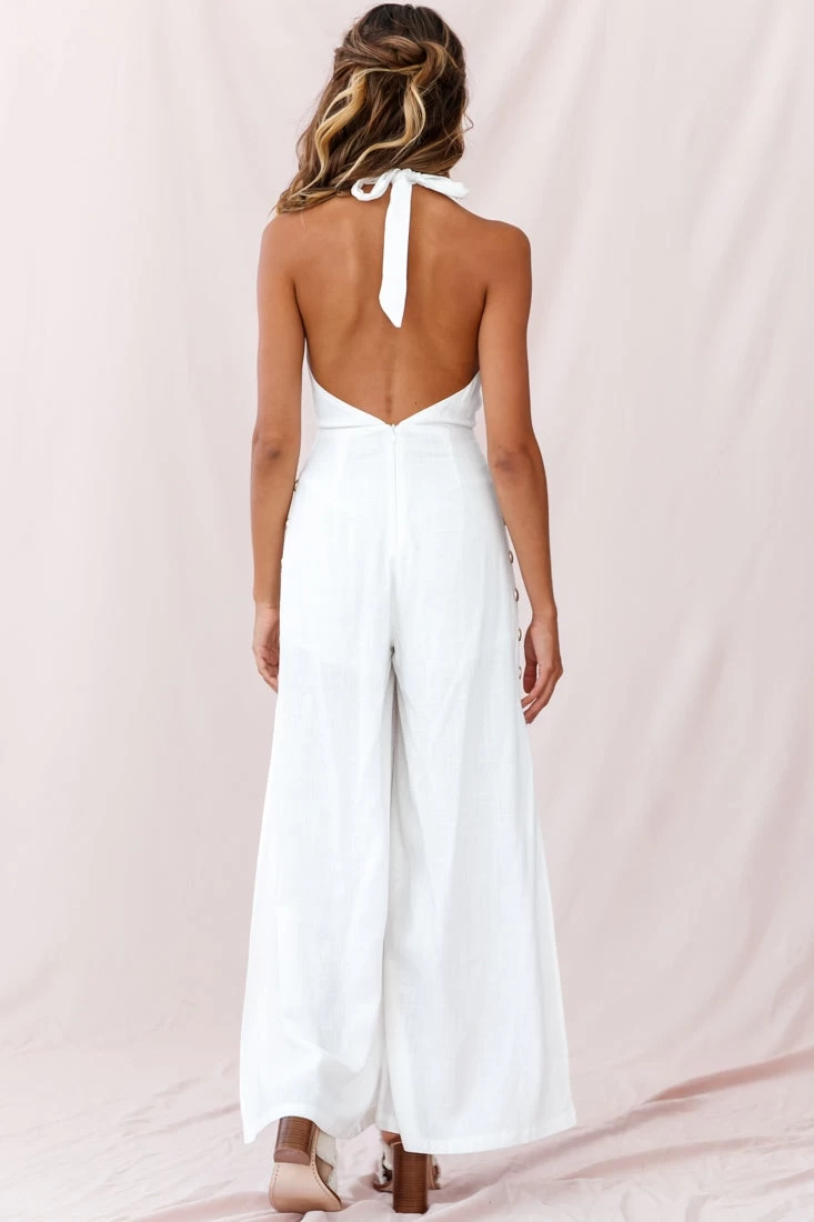 Aruba Wide Leg Halterneck Jumpsuit White 3 Aruba Wide Leg Halterneck Jumpsuit White - Image 3