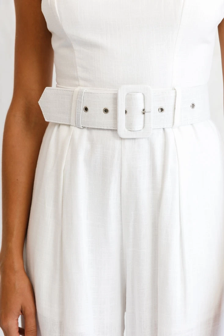 Santa Barbara Cuffed Hem Belted Jumpsuit White 4 Santa Barbara Cuffed Hem Belted Jumpsuit White - Image 4