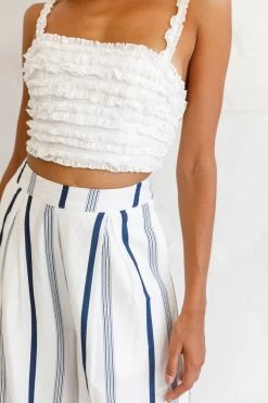Hermosa Wide Leg Pocket Pants Stripe Print Navy -Fashion women's clothing photo 1317 st1988b white st2046d navy